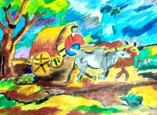 Farming, painting by Bhairavi B