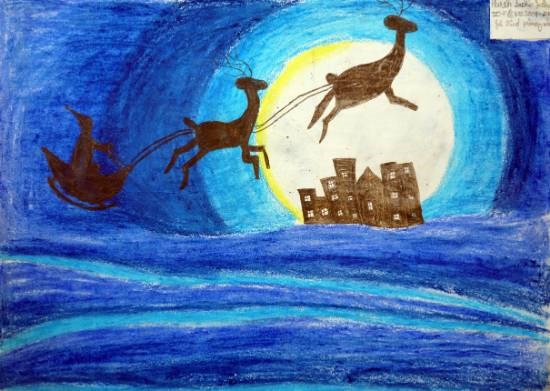 Deer Driving On Sky, painting by Harsh Sachin Jadhav