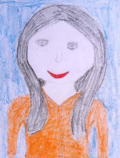 Beautiful Girl On Orange Dress, painting by Hasina Ganesh Vaghat
