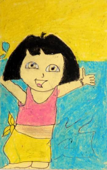Painting  by Kalpana Wangad - Small Beautiful Girl