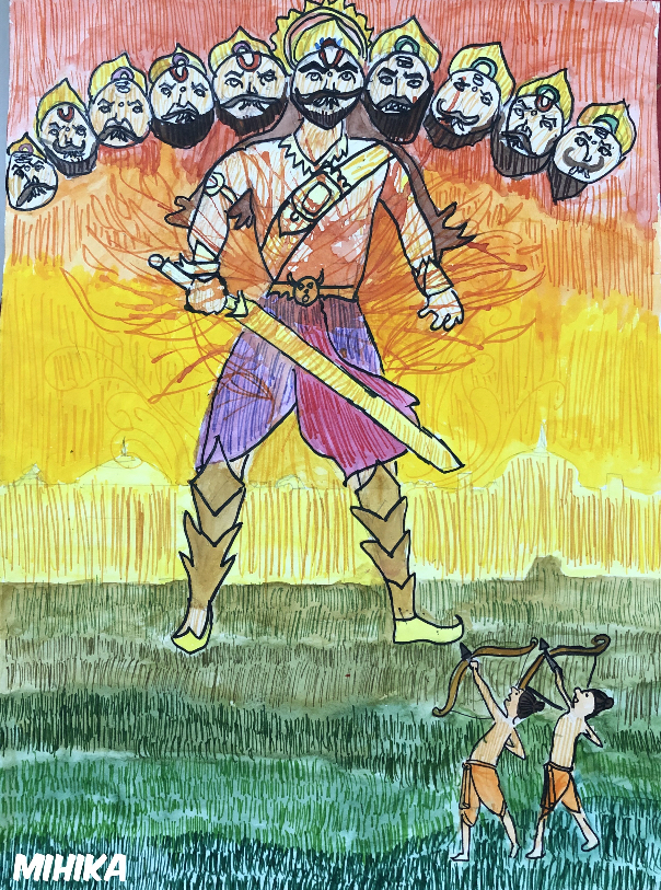 Ravan Vadh Painting by Mihika Jagtap