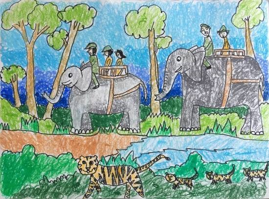 Jungle Safari, painting by Mihika Jagtap