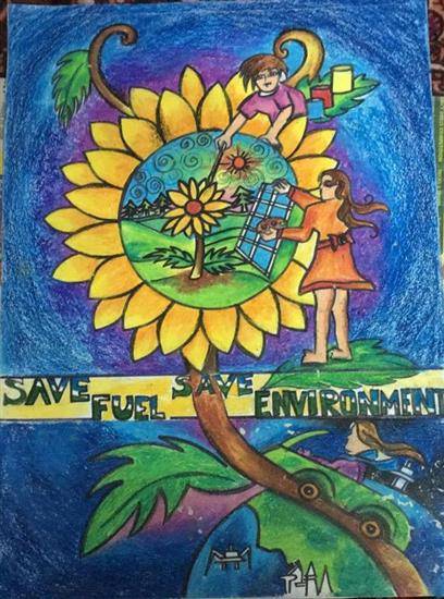 Painting  by Mishika Chadha - Save Environment
