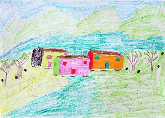 Rural Life, painting by Neharika Prashant Raut