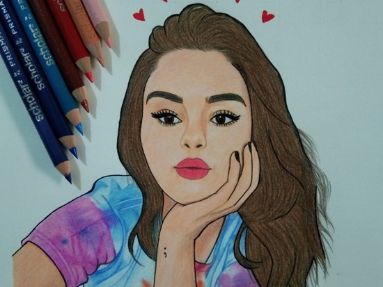 Singer Selena Gomez, painting by Nisha Keshar