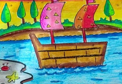 Boating, painting by Prabhleen Kaur