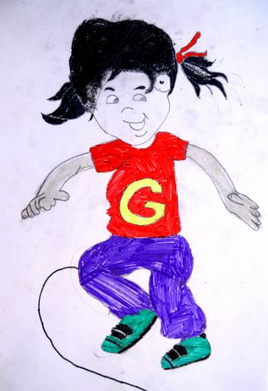 Painting  by Prashant Bansu Gimbhal - Playing Girl