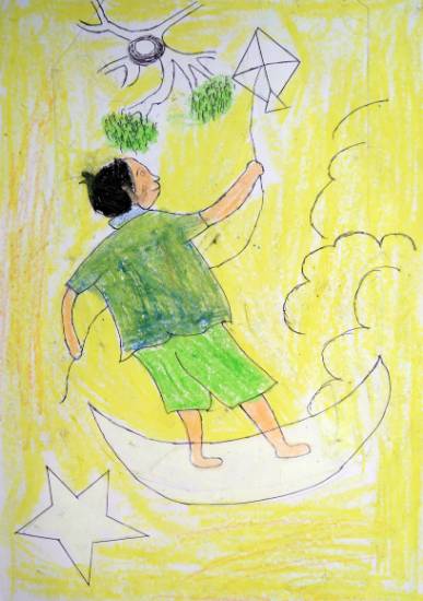 Painting  by Sainath Govind Borse - Flies Kite