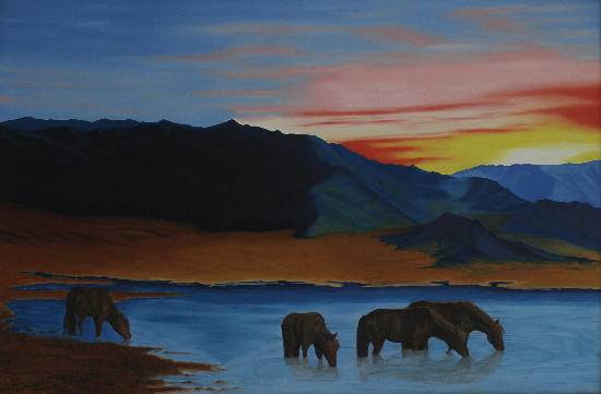 Solace in Solitude, painting by Sumita Dey