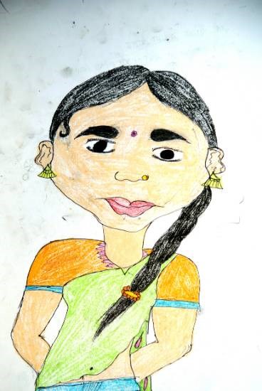 Indian Woman, painting by Shila Lakhma Dhodhade