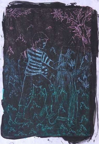 Artist, painting by Shila Lakhma Dhodhade