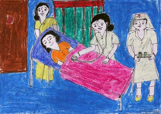 Patient Check Up, painting by Shilpa Sitaram Dombare