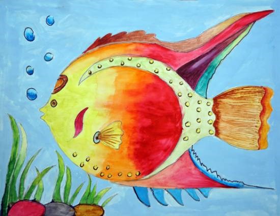 Fish in River, painting by Swara Mukund Urade