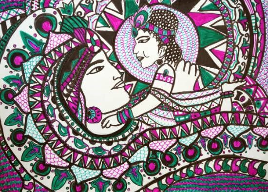 Mothers love krishna na yashoda, painting by Zoya Qamar