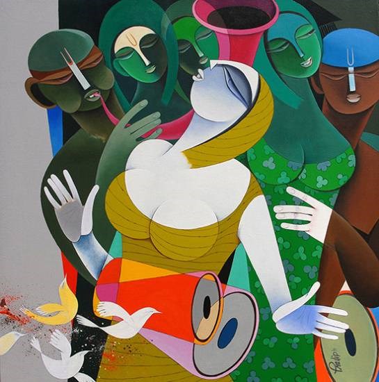 Rhythm and Melodies - IV, painting by Pradip Sarkar