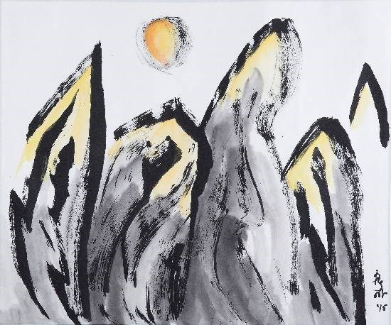 Five Peaks, painting by Nandini Bajekal