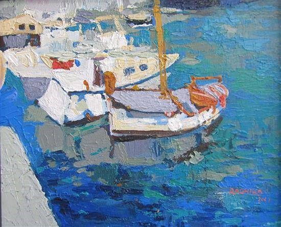 Boats in Knife, painting by Radhika Mondal