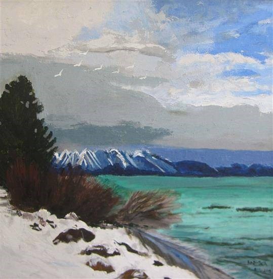 Snow Scene, Mountain, painting by Radhika Mondal