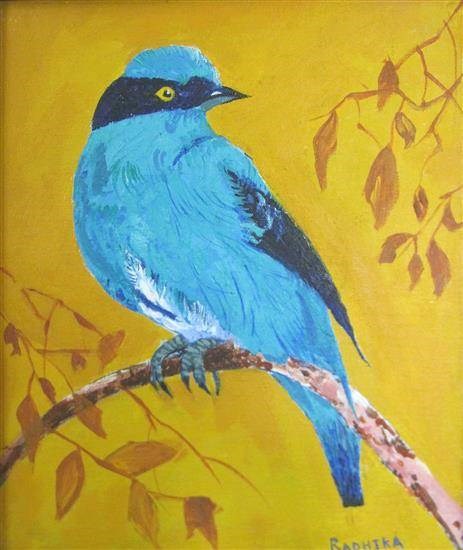 Turquoise Bird, painting by Radhika Mondal
