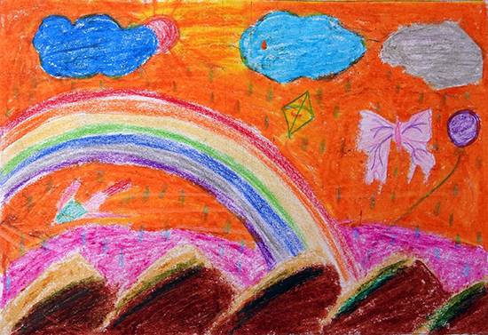 Painting  by Rutika Dhangad - Rainbow in sky