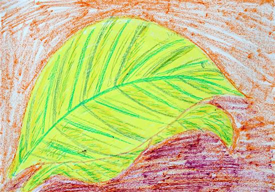 Painting  by Rutika Dhangad - Green abstract leaf