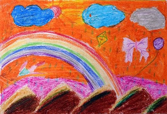 Rainbow in sky, painting by Rutika Dhangad