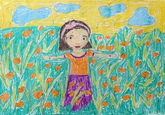 Happy Girl, painting by Darshana Tumbada