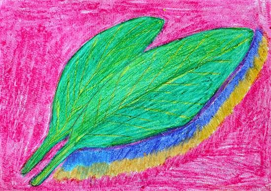 Green abstract leaf, painting by Jagruti Ibhad