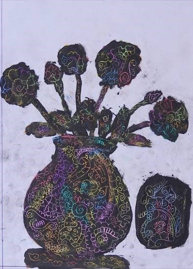 Flower vessel, painting by Bhagyashri Wangad