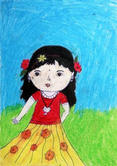 Girl, painting by Jaswanti Merya