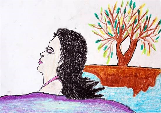 River Bath, painting by Malati Rinjad