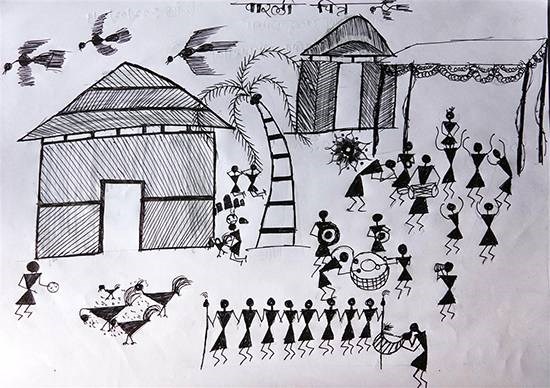 Warli Art, painting by Umesh Kanoja
