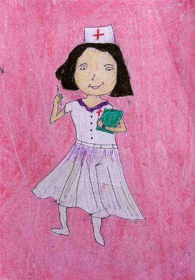 Nurse, painting by Vaishali Kharad