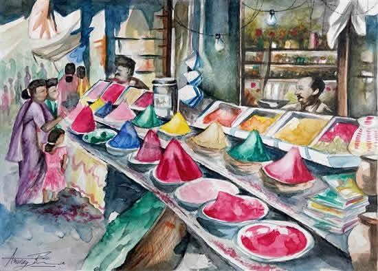 A day before Holi, painting by Anurag Ramola