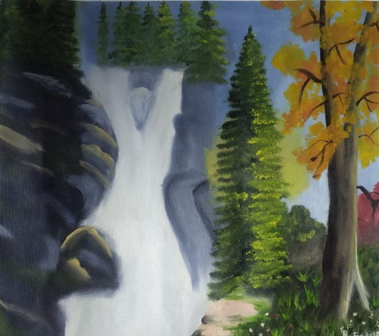 Waterfall, painting by Aprit Katkhede