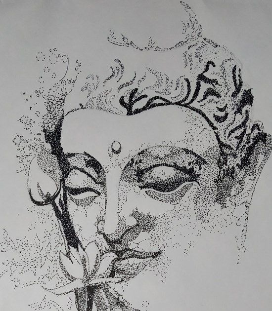 Buddha, painting by Sabahat Fatima