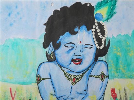 Little krishna, painting by Rasika Sutar