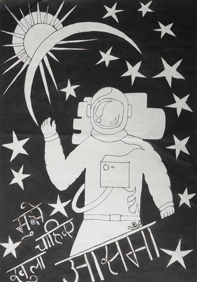 Astronaut, painting by Kirti Trivedi