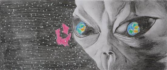 Painting  by Rimjum Koch - Aliens on Earth