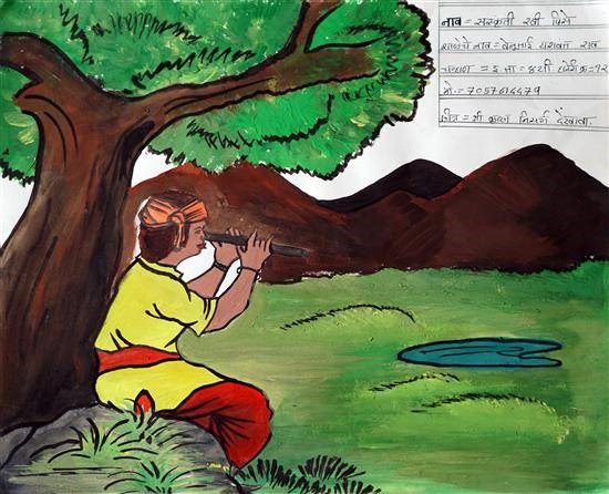 Flute Man, painting by Sanskruti Pise