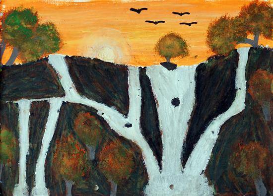 Painting  by Shankar Hongoni - Waterfall