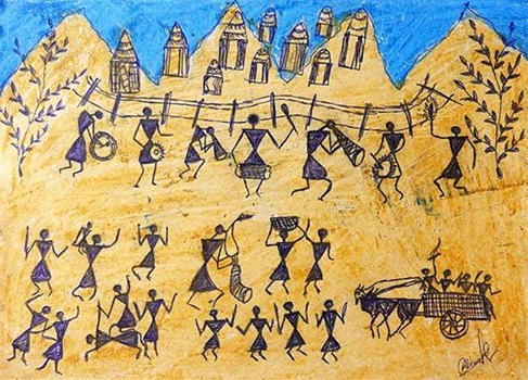 Warli Art, painting by Ashish Kharpade