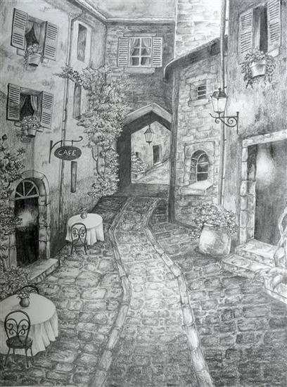 Alleyways, painting by Anchita Das