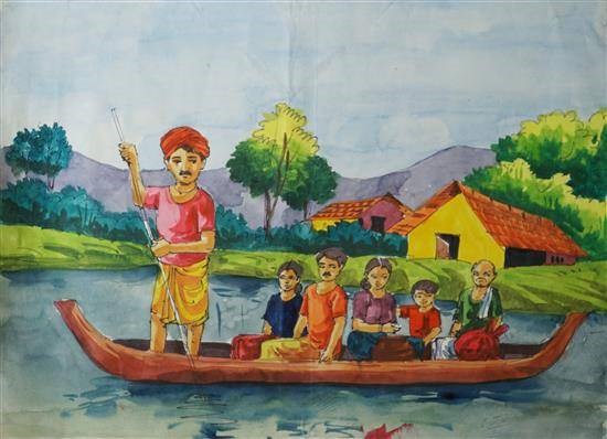 Flood in Kerala, painting by Punnya Ranjith