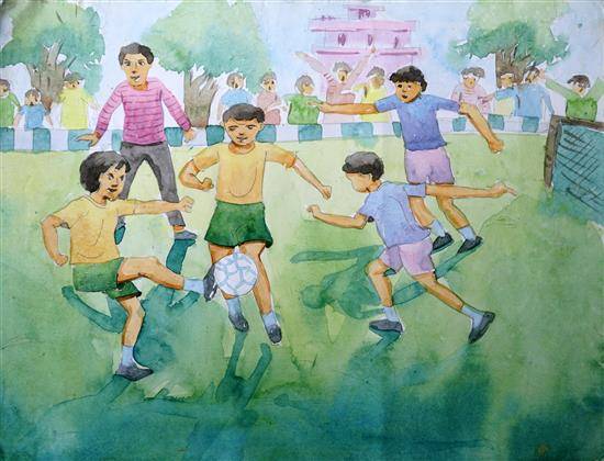 Painting  by Jayasree Majhi - School Football Tournament Match