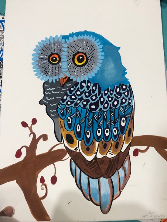 Owl, painting by Aditi Kathuria