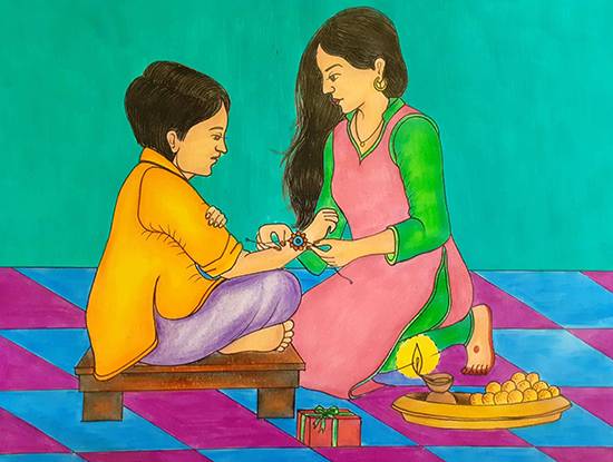Painting  by Chinmay Mahanta - Raksha Bandhan