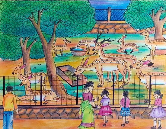 Deer Park, painting by Chinmay Mahanta