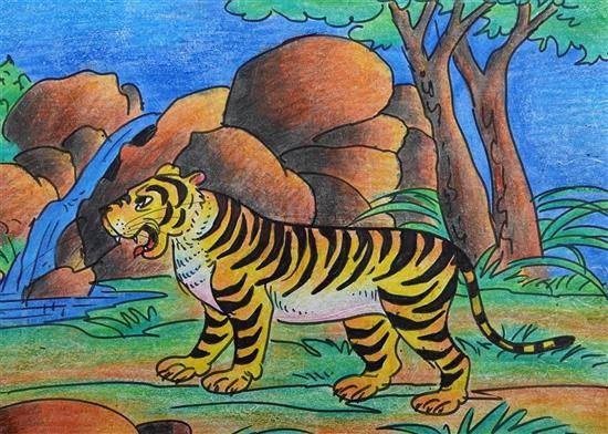 National Animal of India, painting by Chinmay Mahanta