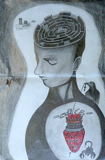 Sad and Mess in our life, painting by Rajavel P